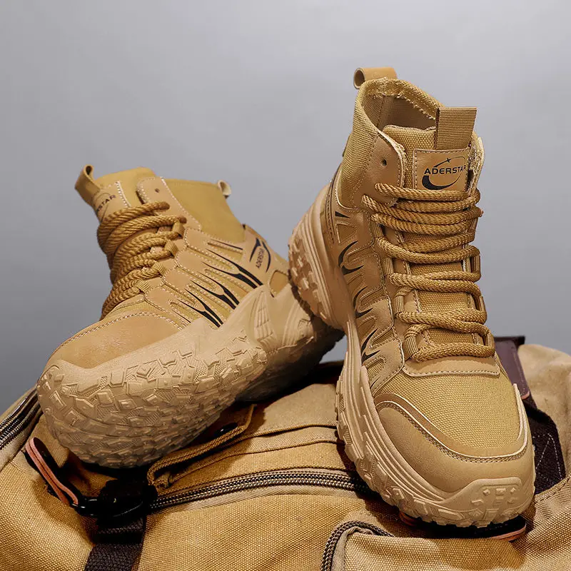 

Мужские осенние высокие горные походные ботинки на толстой подошве, дизайнерская рабочая одежда, британская винтажная модная байкерская обувь на шнуровке для спорта на открытом воздухе