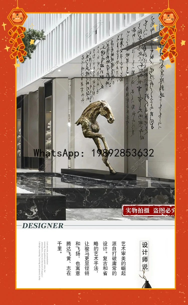 BB Lobby Horse Head Sculpture Living Room Hallway Large Floor Ornament Villa Decoration