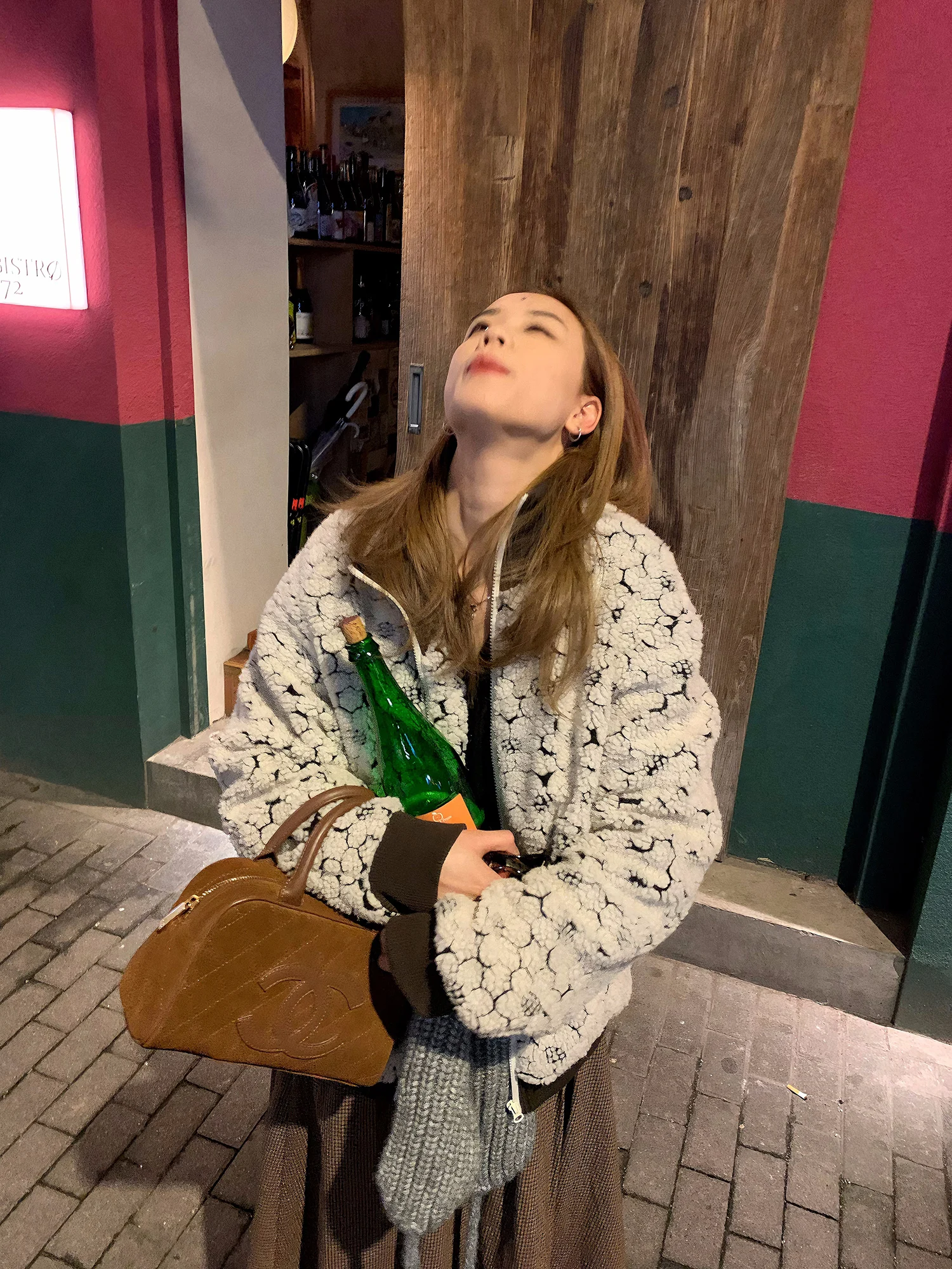 

Куртка LelyMooch Original Design с белым цветочным принтом, воротником-стойкой, теплая, из овечьей шерсти, женская, осенне-зимняя, 100% полиэстер