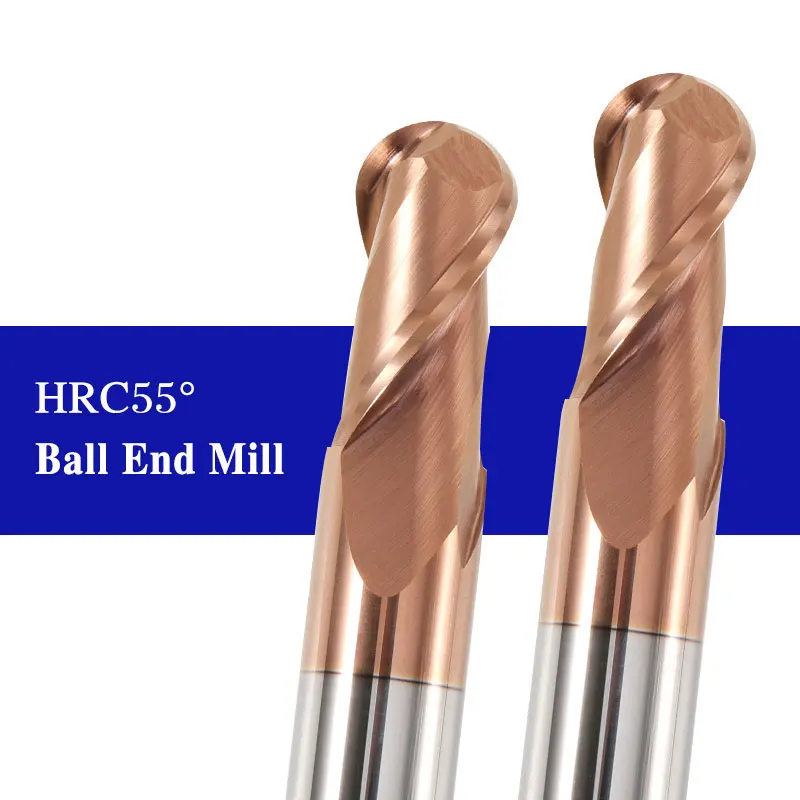 

HRC55 Solid Carbide Ball Nose End Mill 2Flute Tungsten Steel CNC Milling Cutter R0.5 R1 R2 R3 R5 Milling Cutter