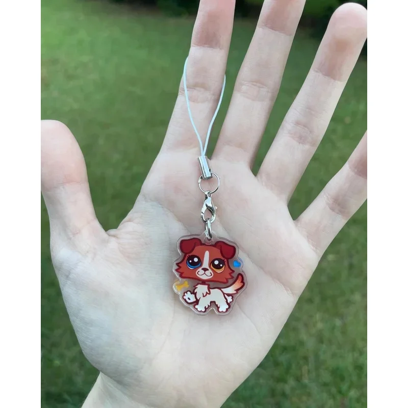 Kawaii Chibi White Cat Acrylic Phone Lanyard Charm Double Sided Clear Cute Kitten Mini Pendant Bag Key Decor Lovely Pet Collecti