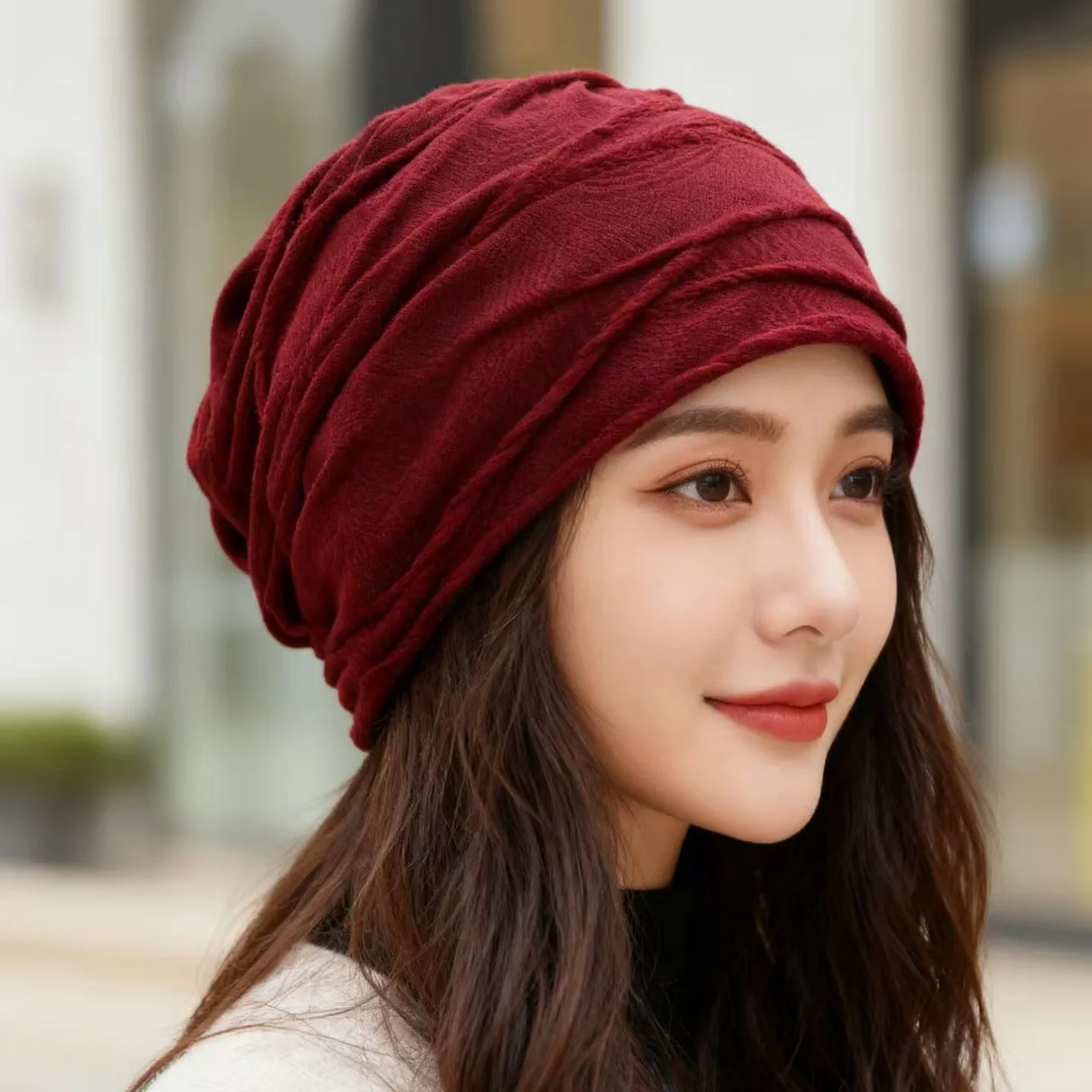 

Hat Women's Thin Pullover Hat Korean Version Stacking Hat Versatile Simple Confinement Hat Traveling Baotou Hat Bald Head