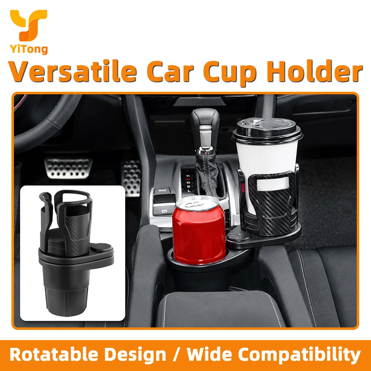  Yitong Versatile Double-Layer Car Cup Holder Adjustable Expander Sturdy And Durable Fit For Most Vehicle Cup Mount Accessories