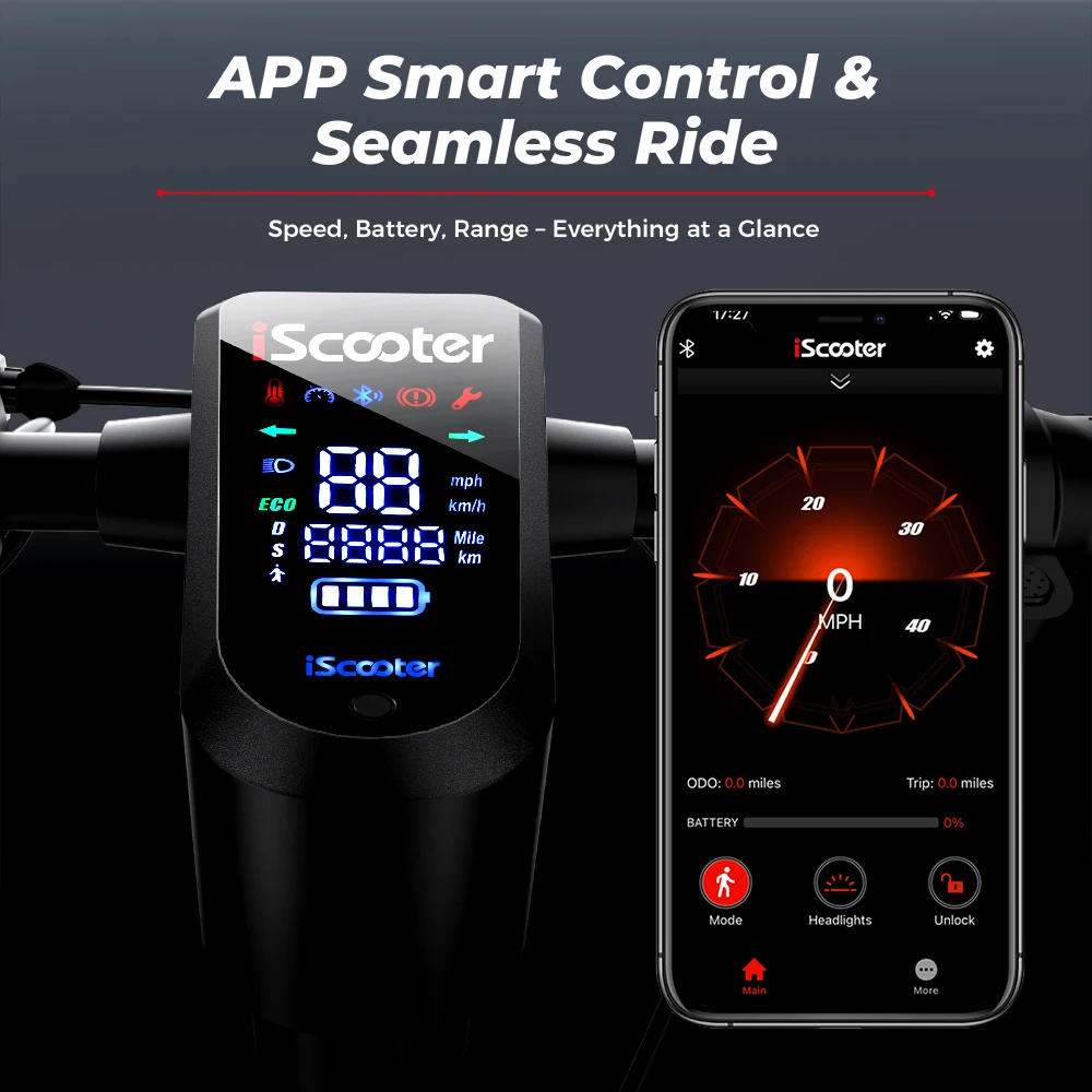 IScooter I10-9: patinete eléctrico plegable para adultos, con neumáticos de 10 pulgadas, doble sistema de absorción de impactos, velocidad de 25 km/h, autonomía de 45 km, control mediante la aplicación IScooter Club y