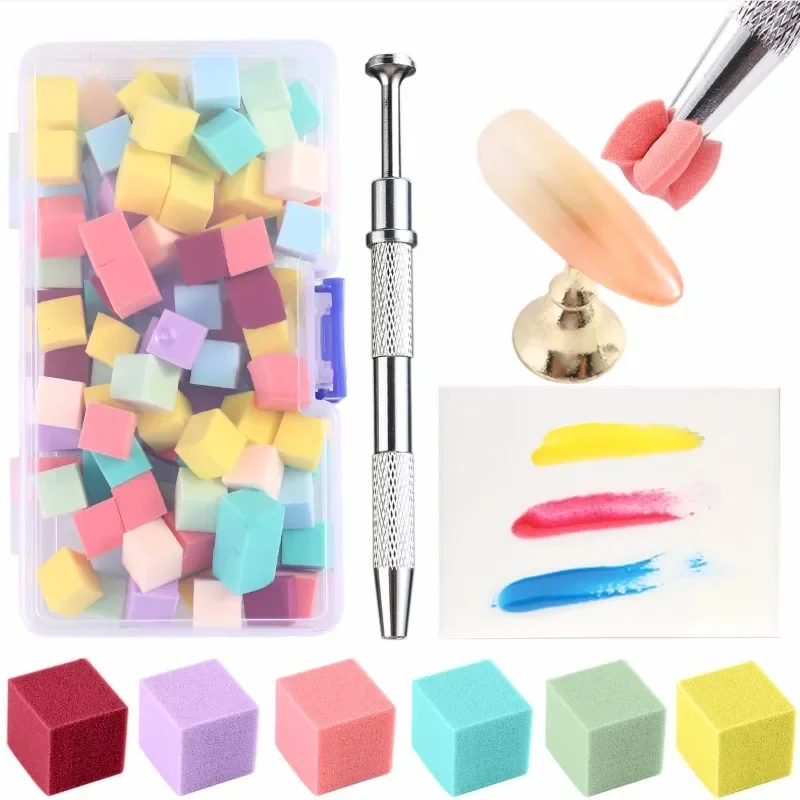 100pcs Nail Art Sponge Soft Sponges Gradient Nail Art Stamper Tools Color Fade Manicure DIY Creative Nail Sponge Gripper Tool