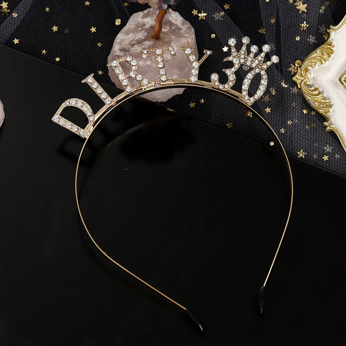 Glänzendes Strass-Stirnband mit englischen Buchstaben „Alles Gute zum Geburtstag“ für Frauen, Zinklegierungsmaterial, Party-Schmuck, beliebtes Haar-Accessoire – Detail 18