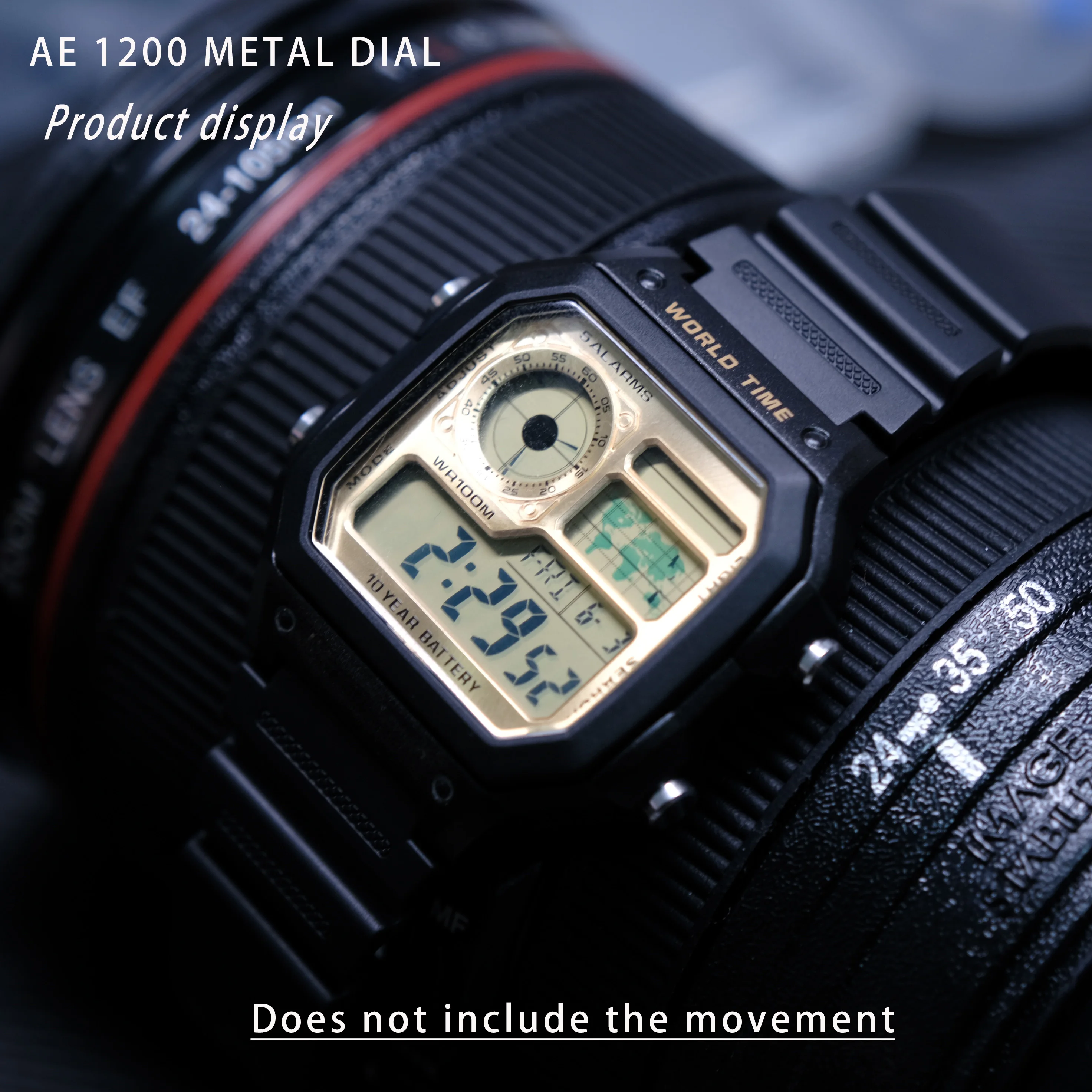 جودة عالية 3299 حركة AE-1200 ساعة الطلب طقم عصري ساعة نحاسية يابانية تعديل وجوه مع ملصق