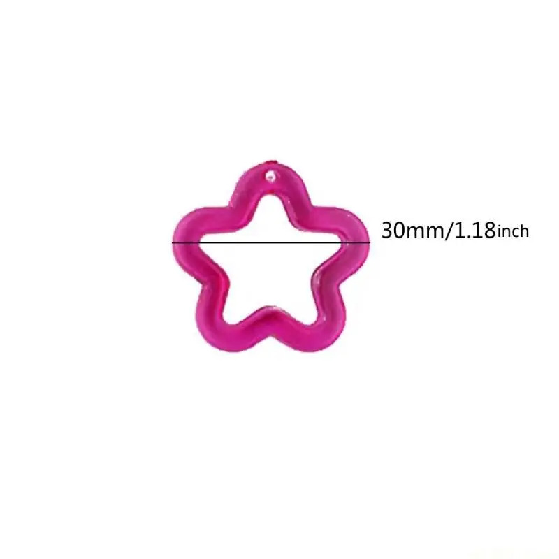 D46E Pack of 50 Hollow Star Pendants Acrylic Star Charm for Star Necklace Bracelets