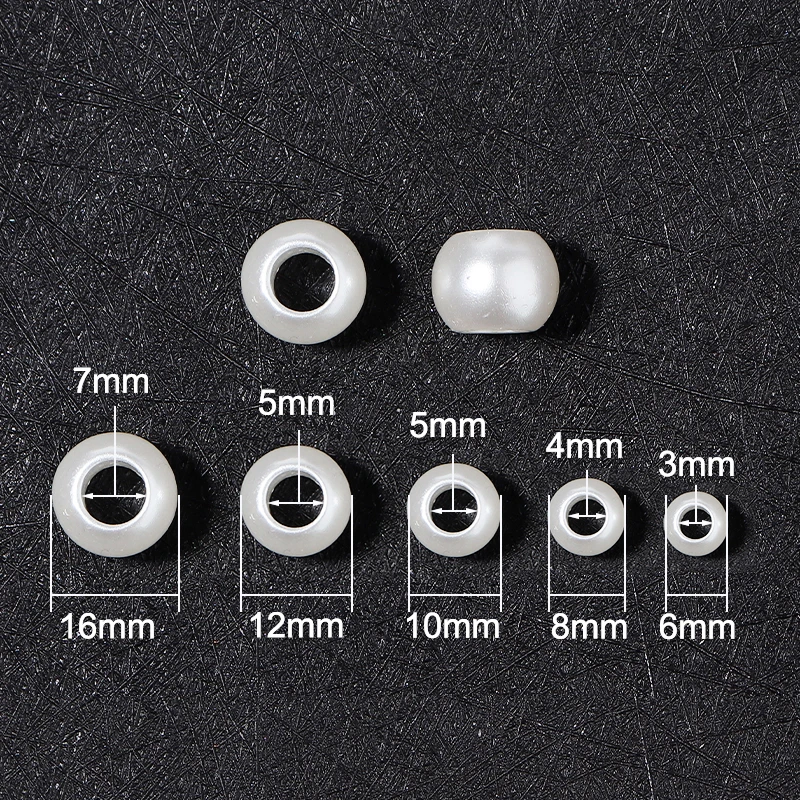 30-200pcs 8 10 12 16mm ABS Imitation Pearl Big Hole Beads Plastic Acrylic Spacer Bead For Jewelry Making Diy Bracelet Necklace