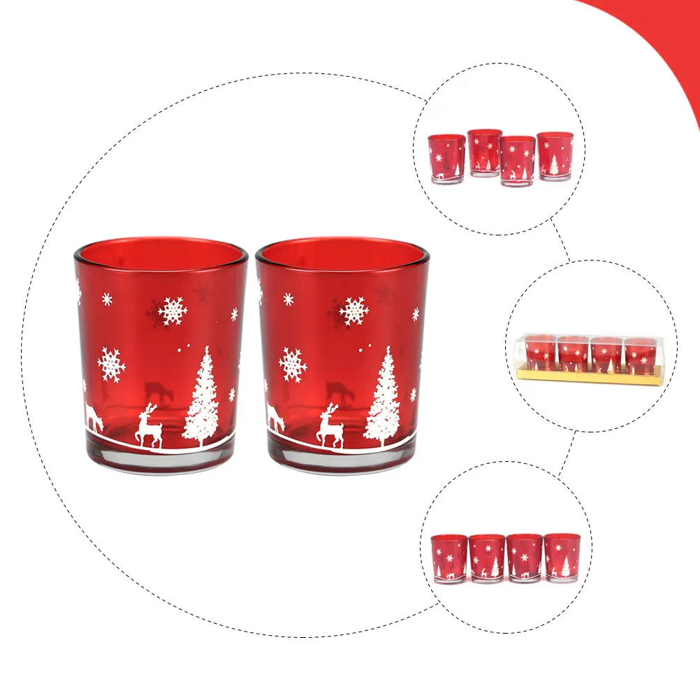 

2Pcs Xmas Cup Christmas Elk Glass Craft Scented Jar Festival Ornament Gift Choice Cup Goth Room Decor