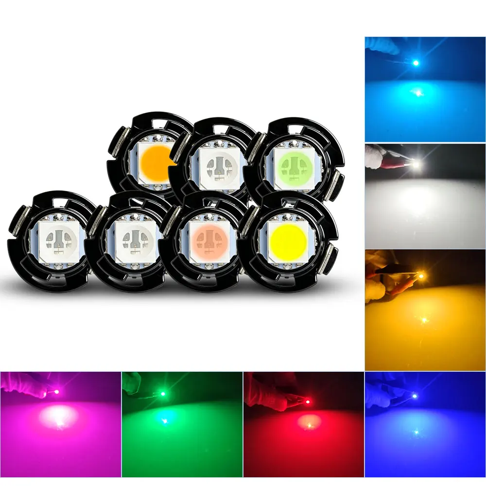 10PCS T3 T4.2 2835 T4.7 5050 Powerful Bright LED 12V Car Vehicles Interior Instrument Dashboard Panel Lights 7 Colors Lighting