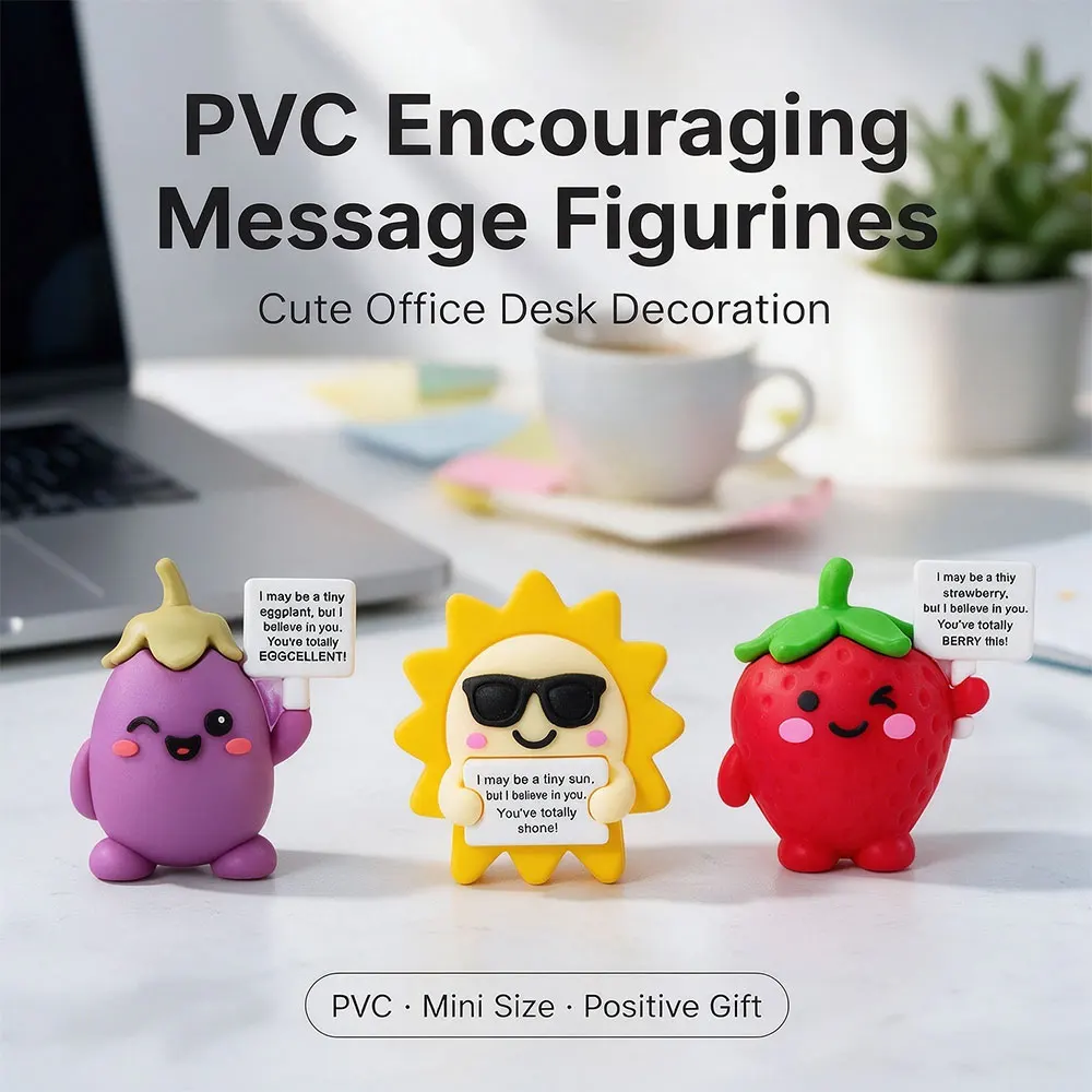 Food Figurines Set Eggplant Sun Strawberry Mini Desk Decor Motivational Encouragement Gifts for Office Coworkers Cute Aesthetic