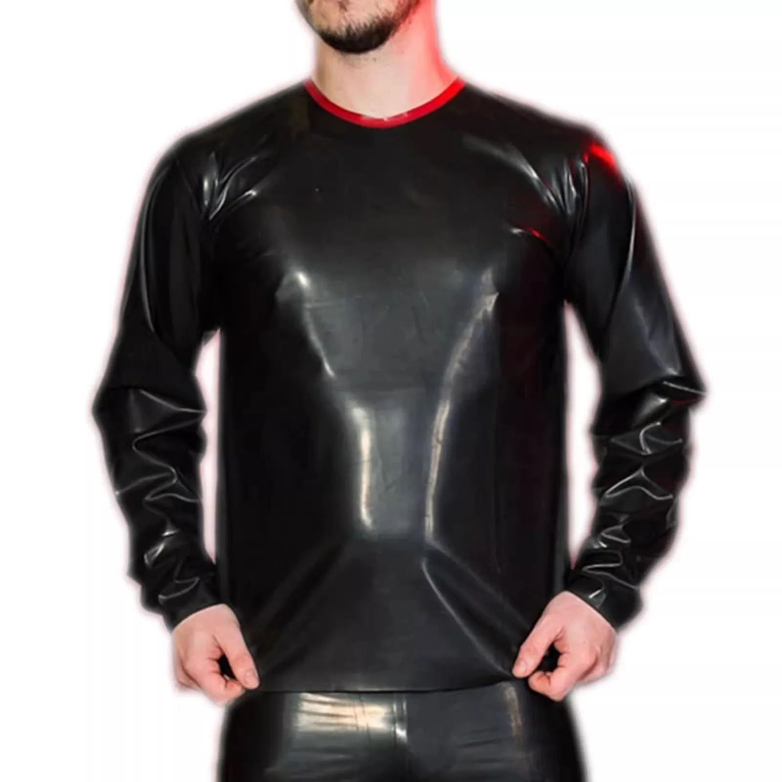 

Handmade Men Latex Top Shirt Long Sleeves Halloween Cosplay Costumes Supprot Custom Made