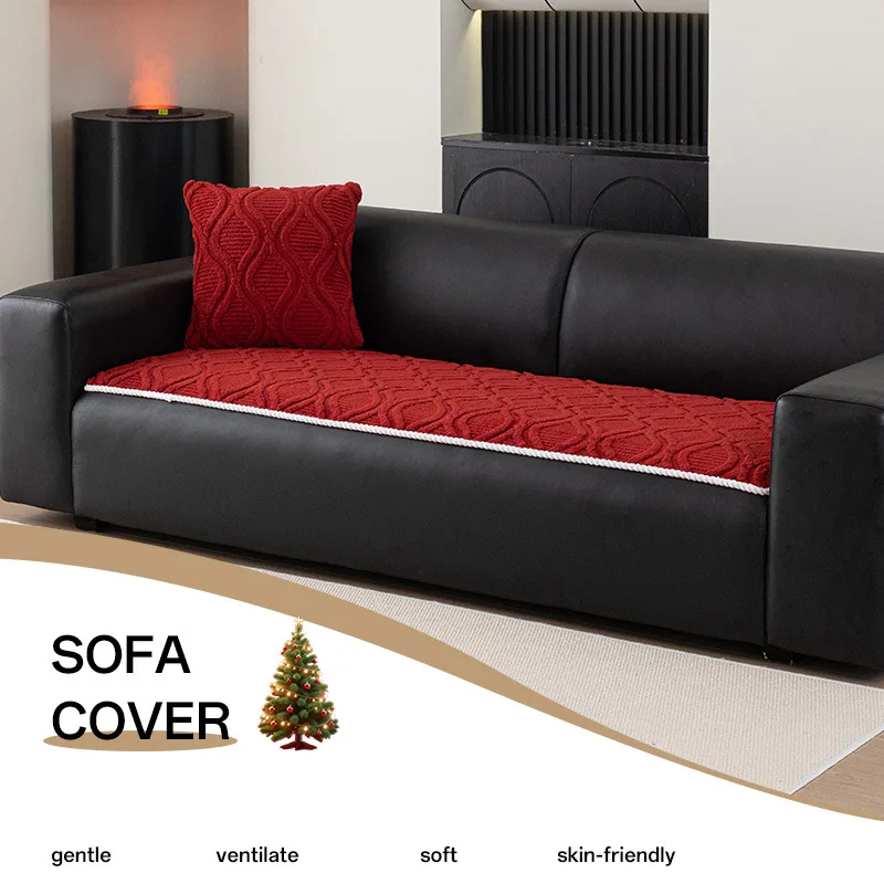 Solid Geometric Pattern Jacquard Sofa Cushion Retro Dirt-Resistant Easy-Care Couch Slipcover Anti-Scratch Sofa Protector for Pet