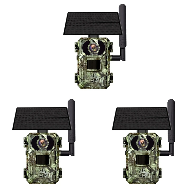 New-3X 4G بطاقة Sim LTE الخلوية 4W الشمسية 7800Mah بطارية الصيد درب الحركة المنشط للرؤية الليلية 4MP IP66 كاميرا (الاتحاد الأوروبي)