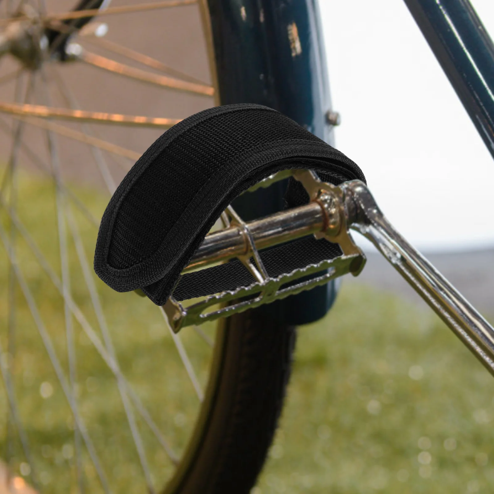 4Pcs Bike Pedal Straps Black Nylon Adjustable Foot Straps Double Adhesive Tape Fixed Gear Mountain Bike Toe Strap