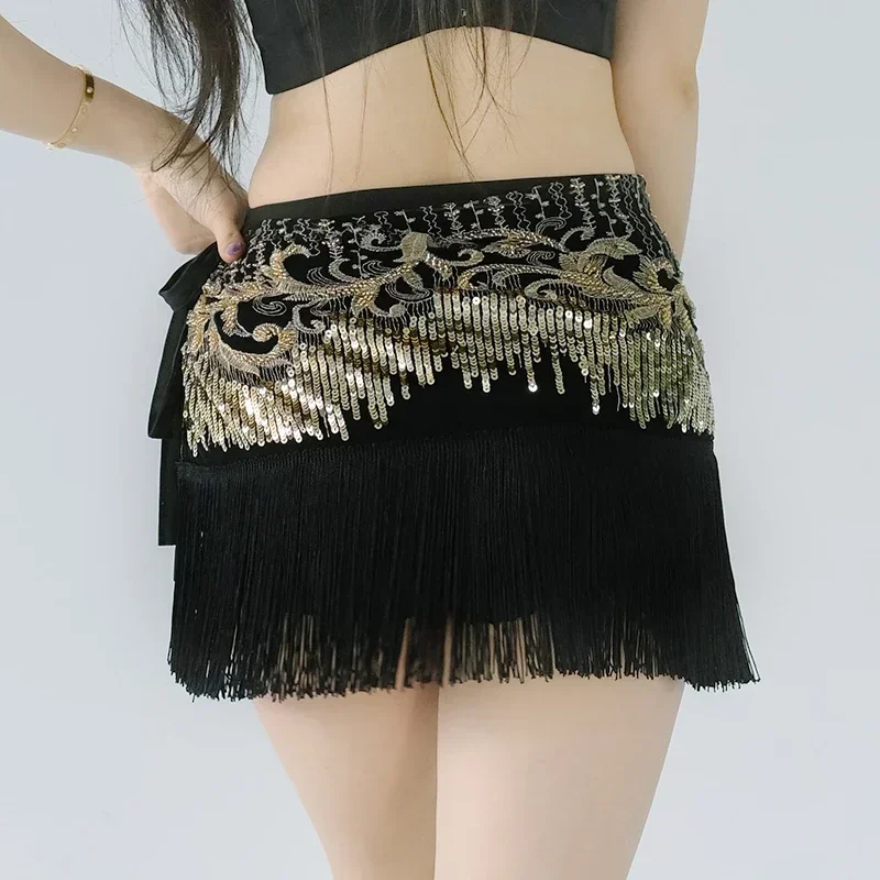 2023 New Tassel Belly Dance Performance Hip Scarf Women's Dance Waist Skirt Embroidery Pattern New Sexy Beaded Belt