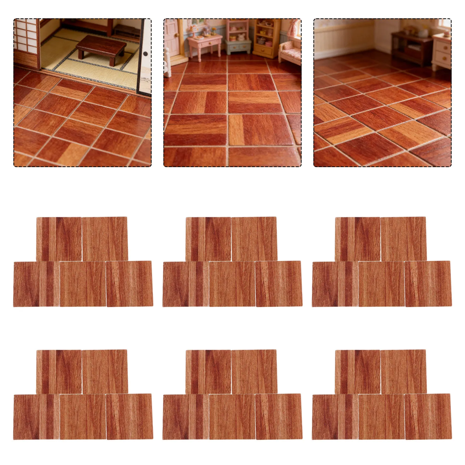 

20Pcs Mini Vintage Flooring Tiles 3x3cm Miniature Floorboards for Dollhouse Kitchen Bathroom Living Room Mini Dollhouse
