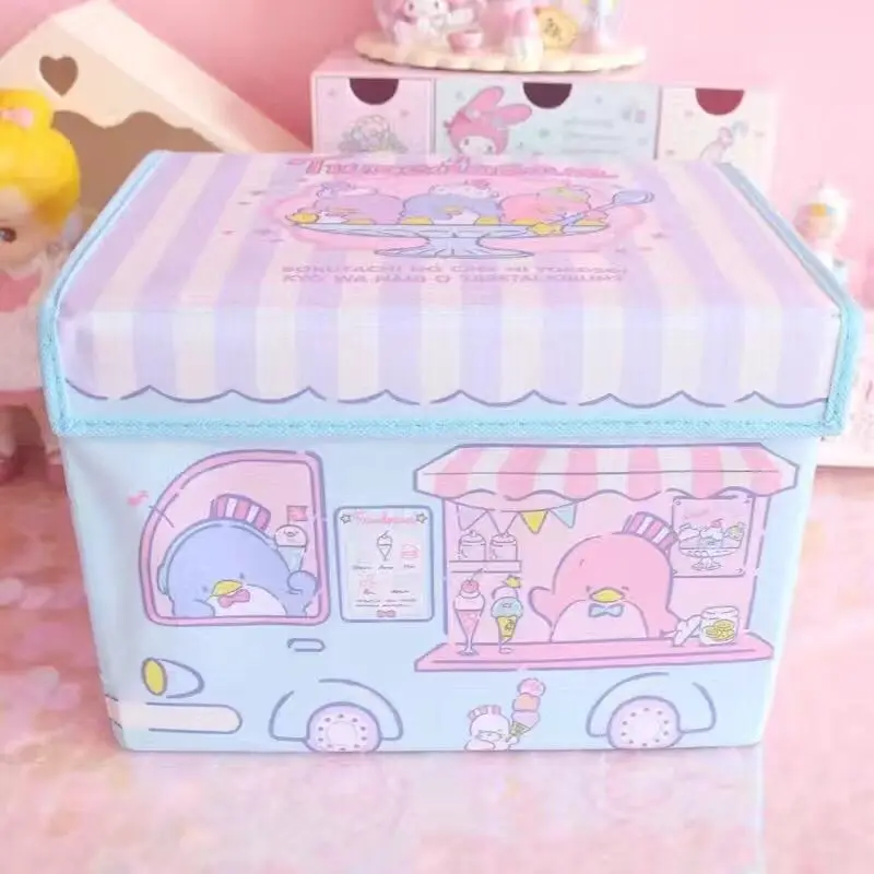 Caja de almacenamiento de coche de dibujos animados japoneses, caja Integral de ropa plegable, película no tejida cubierta, juguete, caja de almacenamiento de artículos diversos, organizador de almacenamiento