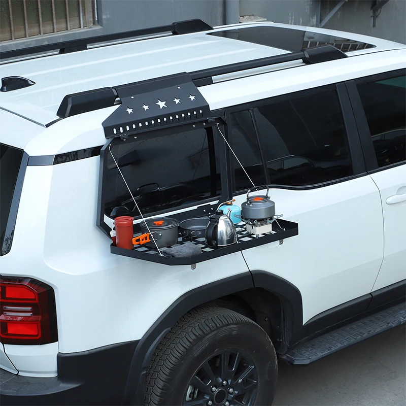 

For Toyota Prado LC250 2024+ tail box side window outer armor storage rack hanging bag rack aluminum alloy luggage rack version