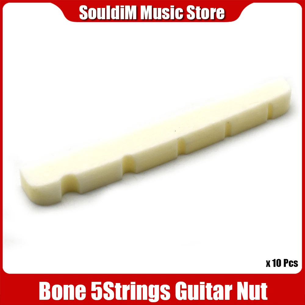 Wholesales 10 pcs Slotted Real Bone 5 String Bass Nuts for Electric Bass 48*3.5*5.7mm