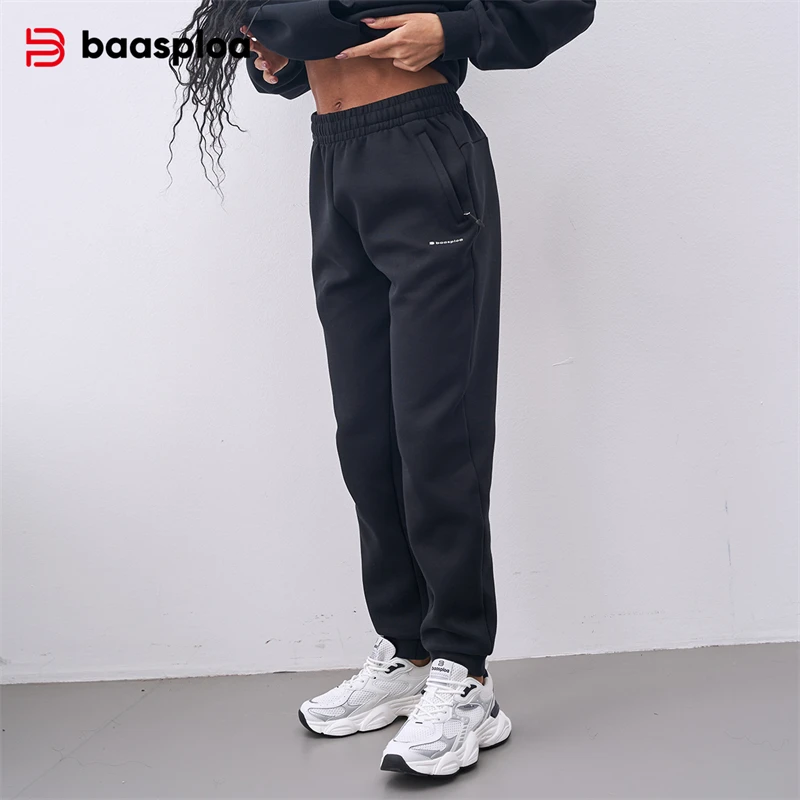 

Baasploa Women Sports Pants Breathable Knitted Trousers Stitching Comfort Soft Casual Pants for Women Training New Arrival 2024