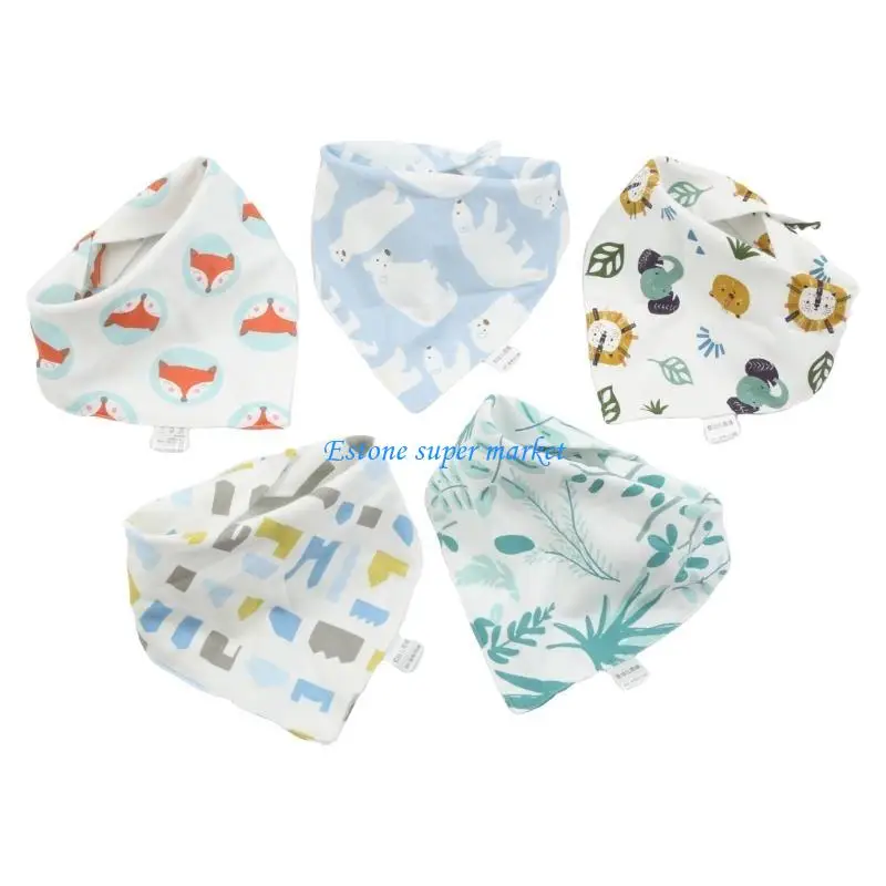 

090B 5PCS Triangle Bibs Baby Nursing Bibs Saliva Towel Burp Cloths Toddler Neck Scarf
