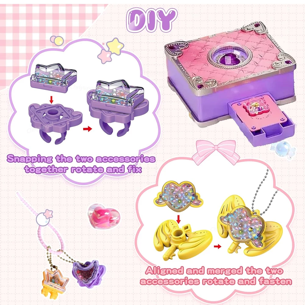 Magic Jewelry Making Kit 3D Magic DIY Jewel Rings Keychain Creative Handmade Craft Box Set for Girls Xmas Birthday Gifts