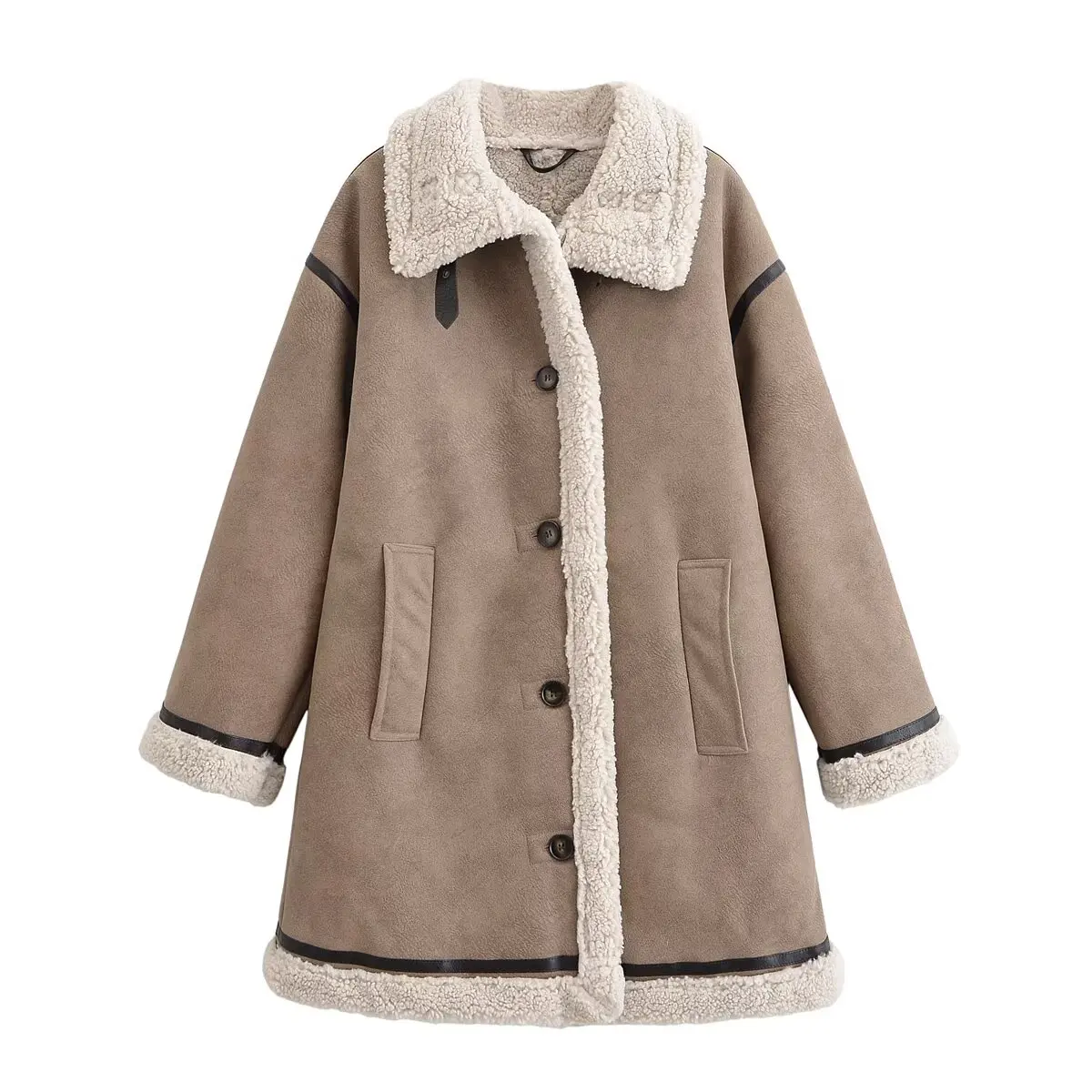 

WOMEN 2026 Summer New Fashion Long Lapel jacket coat Retro Long Sleeve Button-up Pocket Casual Female Outerwear Chic Overshirt