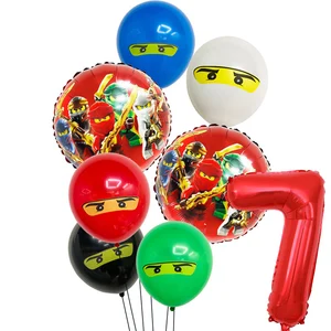 Ninja Cartoon Aniversário Decorações, Talheres De Papel, Prato, Copo, Toalha De Mesa, Balões De Folha, Banner, Toppers De Bolo, Suprimentos Do Partido Infantil 8 principais vendas ninja cozinha - №3