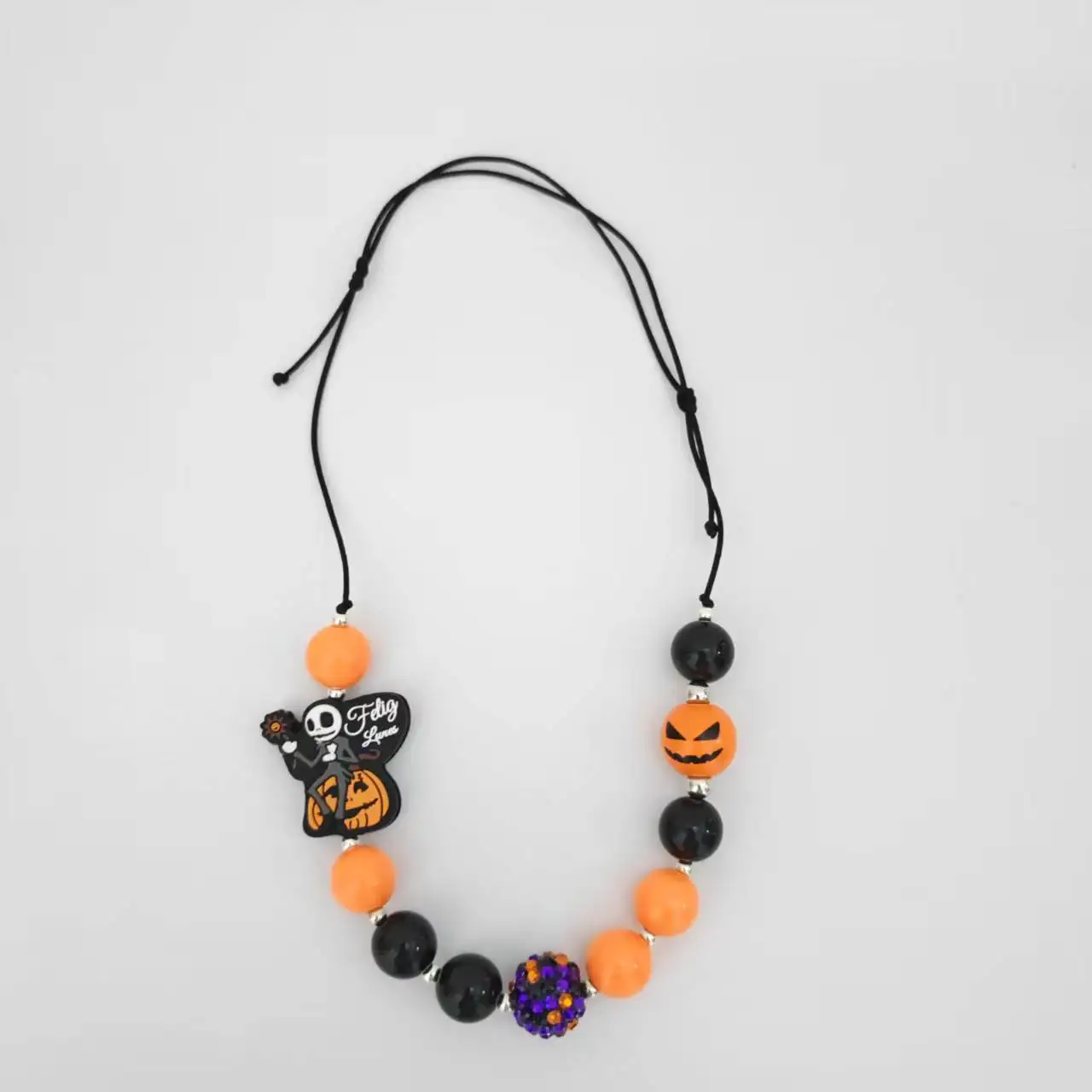 

Halloween Pumpkin Necklace For Women Cartoon Ghost With Diamond Beads Jewelry Children Adjustable Halloween Handmade Necklace