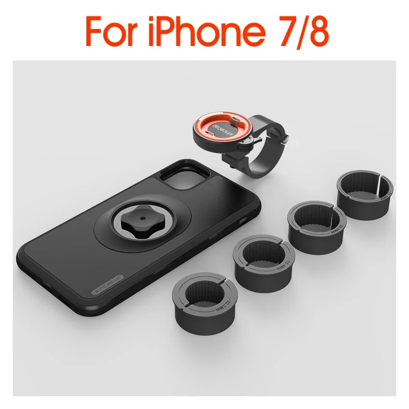 Fiets-/motorfiets telefoonhouder met schokbestendige hoes voor iPhone 17/16/15/14/13/12/11 Pro Max, mountainbike motorfiets stuurhouder