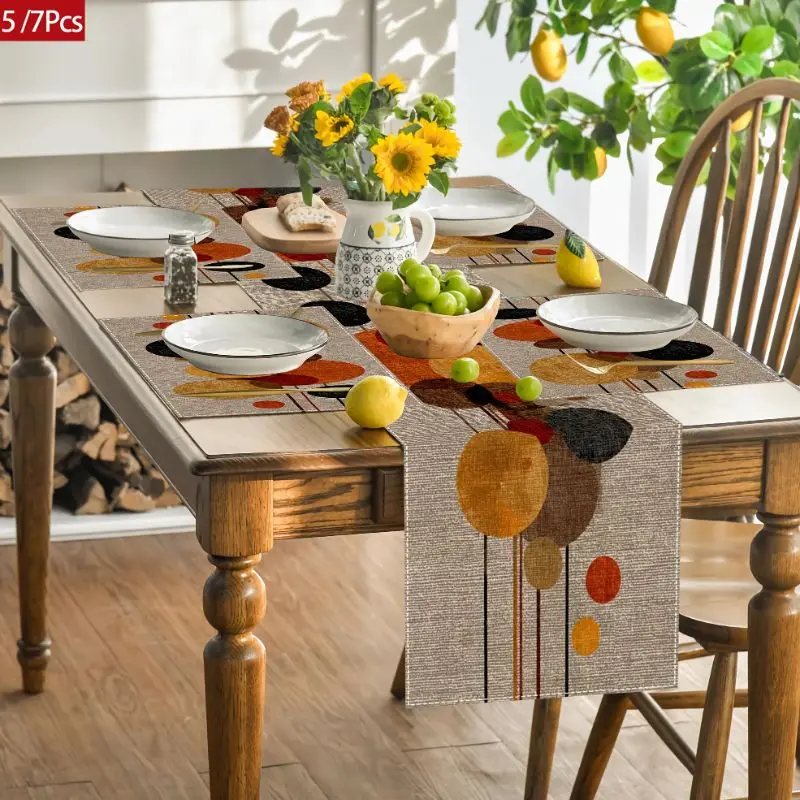 VIKAMA Nordic Morandi Table Flag Mat Set Waterproof and Anti slip Kitchen Dining Table Mat Home Decoration view 2