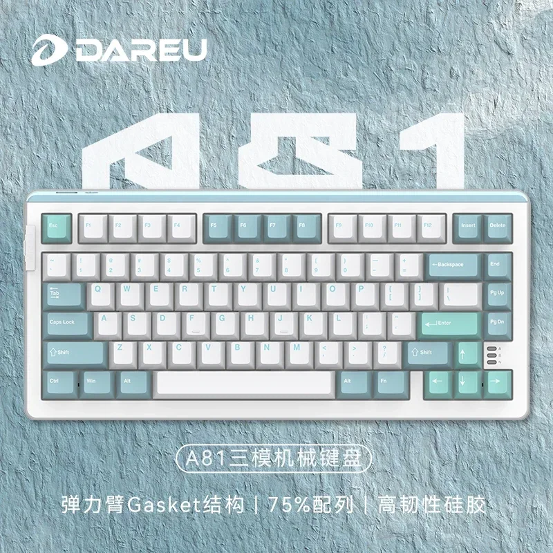 Dareu A81 Gasket Mechanical Keyboard 81keys Typle-c 4000mah White Backlight Pc Transparent Keys Customization Gaming Keyboard