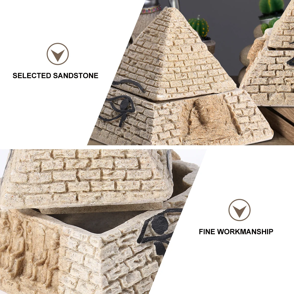 

1Pcs Pyramid Ornament Vintage Resin Sandstone Jewelry Storage Box Home Decor Desktop Pyramid Decoration Durable