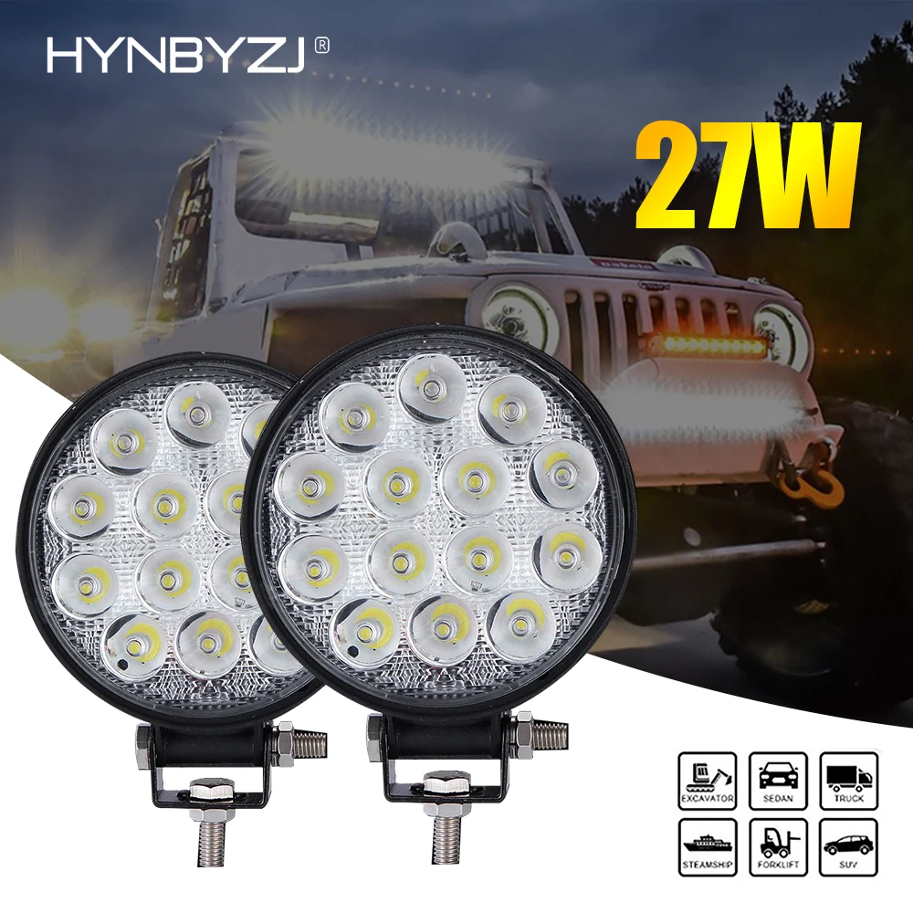 

HYNBYZJ Round LED Work Light Spot Lamp Offroad Truck Tractor Boat SUV UTE 12/24V 6000K Driving Lamp Car Accessories