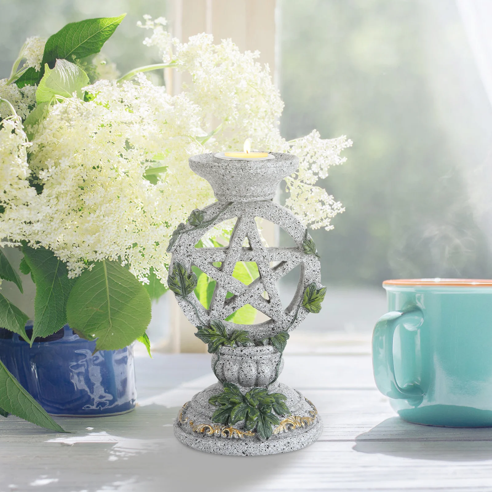 

1Pcs Retro Pentacle Holder Stand for Home Indoor Tabletop Decoration Party Atmosphere Tabletop Candlestick