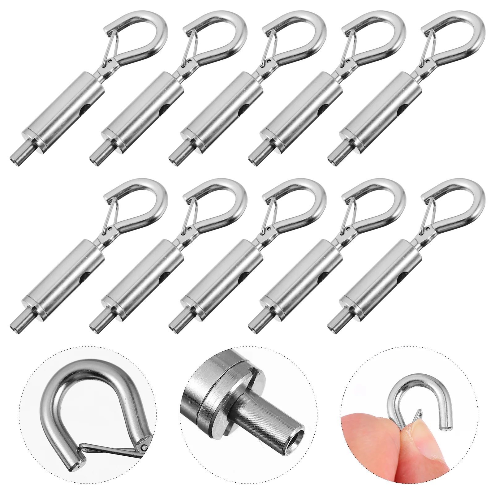 

10 Pcs Spring Buckle Adjustment Hook Cable Hooks Clasp Clips Outdoor Light Stainless Steel