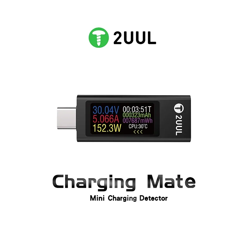 2UUL PW21 Mini Charging Mate Detector for Mobile Phone Maintenance 30V 12A Bidirectional Current Testing Tool Charger Test Box