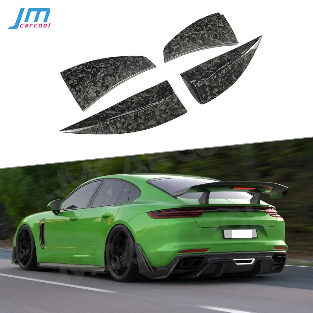 Fit For Porsche Panamera 971 2017 2018 2019 Rear Lip Splitters Dry Forged Carbon Back Bumper Side Trunk Trim covers Aprons