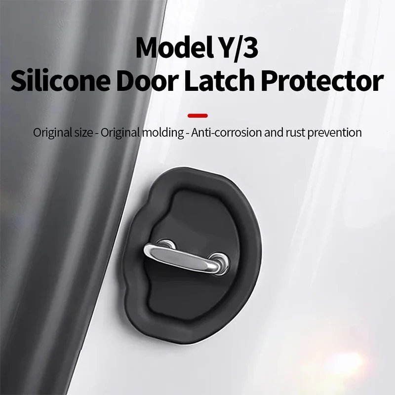 

4pcs Car Door Mute Damping Cushion Silicone Door Lock Buckle Car Door Anti-collision Protective Cover for Tesla Model 3 Model Y