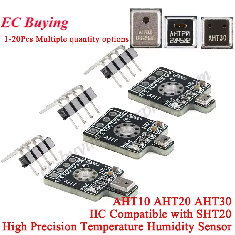 1pc-20Pcs AHT10 AHT20 AHT30 High Precision Digital Temperature Humidity Sensor Module I2C IIC Communication Compatible SHT20