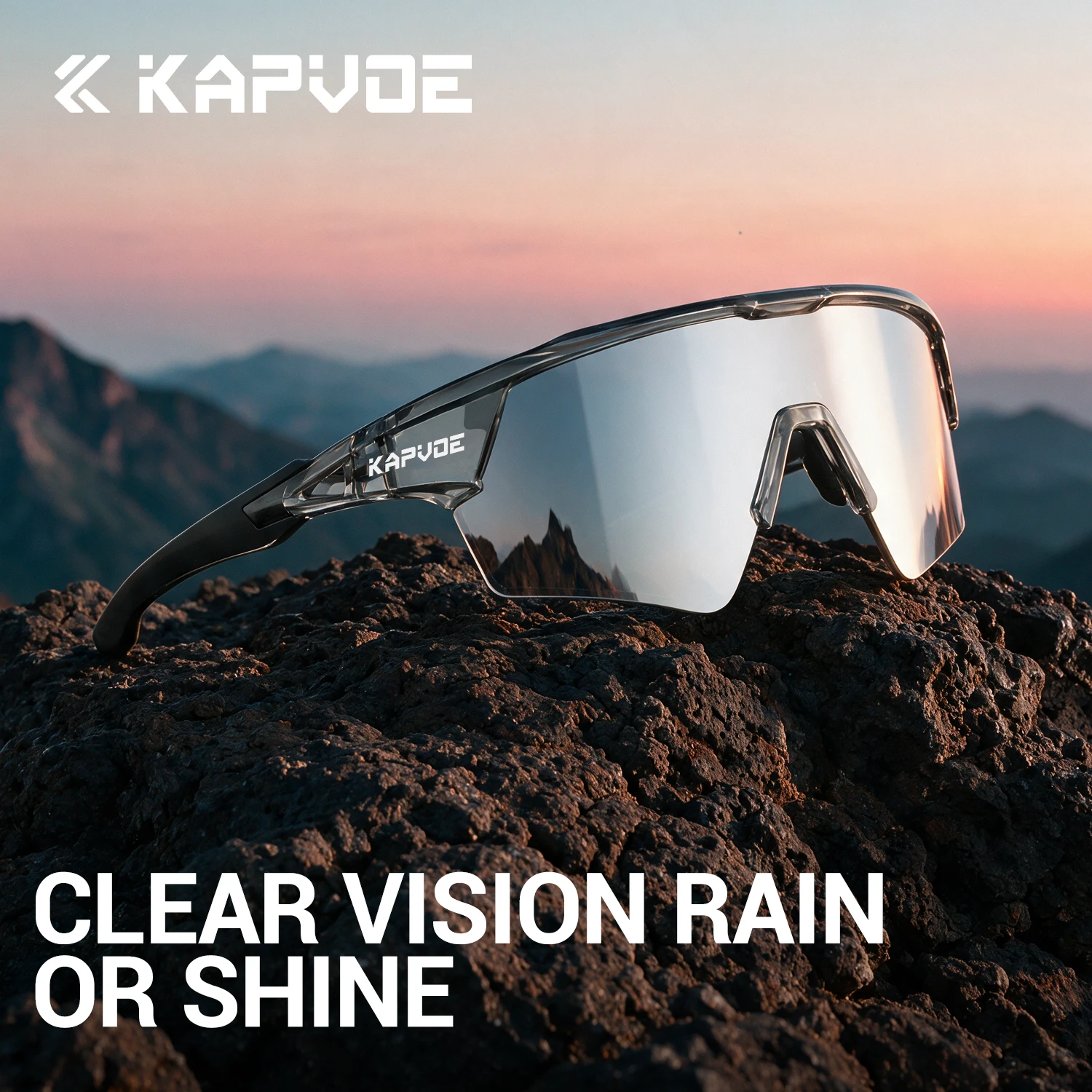 Kapvoe UV400 Lighteight Photochromic Hiking Sunglasses Outdoor Men Women Bike MTB Pickleball Eyewear Shadowless Cycling Glasses