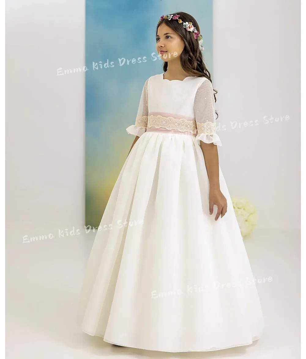 robe-de-demoiselle-d'honneur-drois-personnalisee-avec-ceinture-et-nœud-ideale-pour-les-anniversaires-la-premiere-communion-les-fetes-d'enfants-et-les-concours-de-beaute