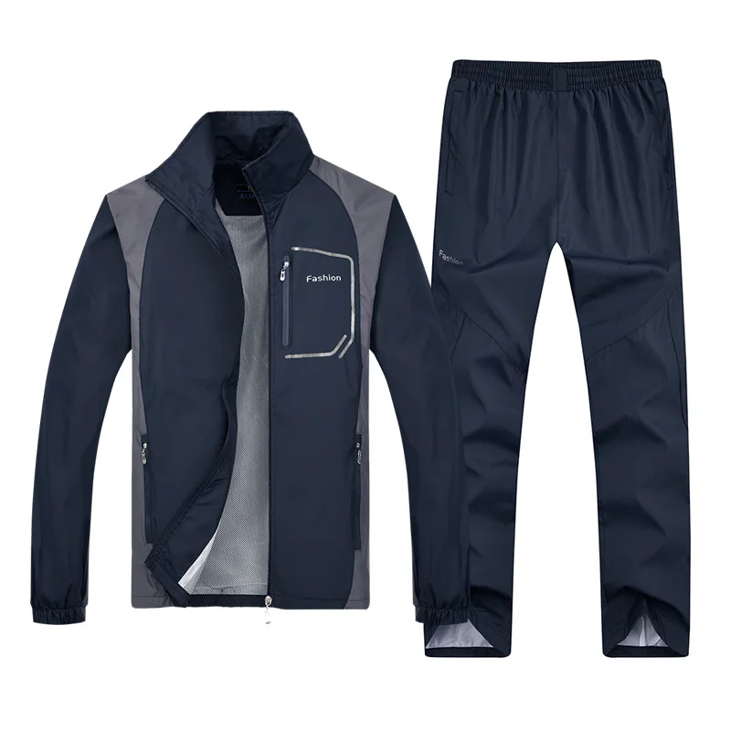 

2025 Autumn Men Running Sets Windproof Windbreaker Style Two Piece Set with Warm Lining for Cold Weather Jogging Tracksuit
