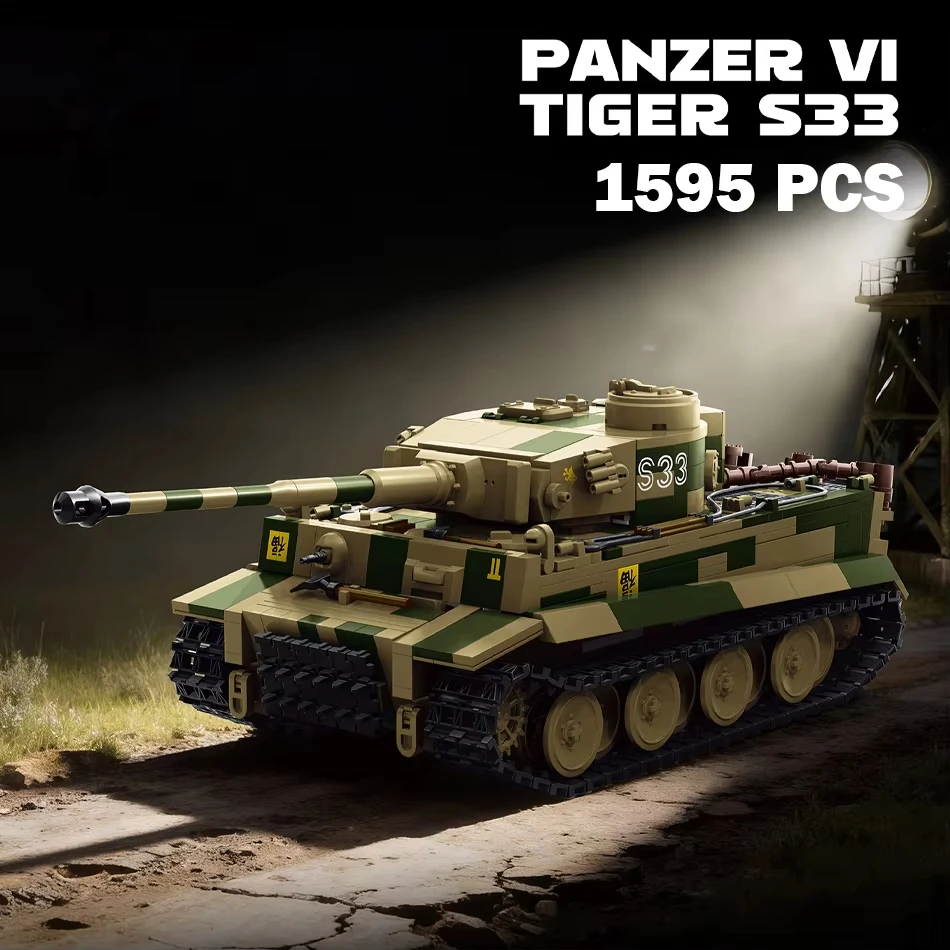 

WW2 Military Army Tiger I S33 Tank Building Blocks War World 2 German Panzer VI Heavy Tank Model Bricks Toys for Kids Boys Gifts