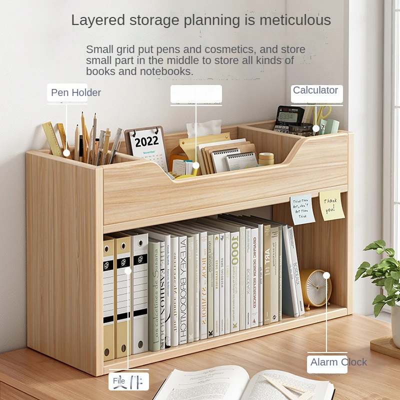 Simple bookshelf on the desktop small bookcase student dormitory desk storage rack