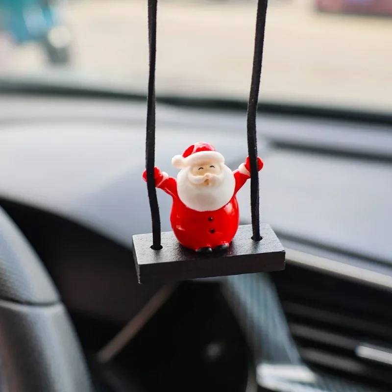 Car Christmas Cartoon Charms Creative Cute Santa Claus Snowman Gift Resin Pendants Autos Interior Decoration Accessories