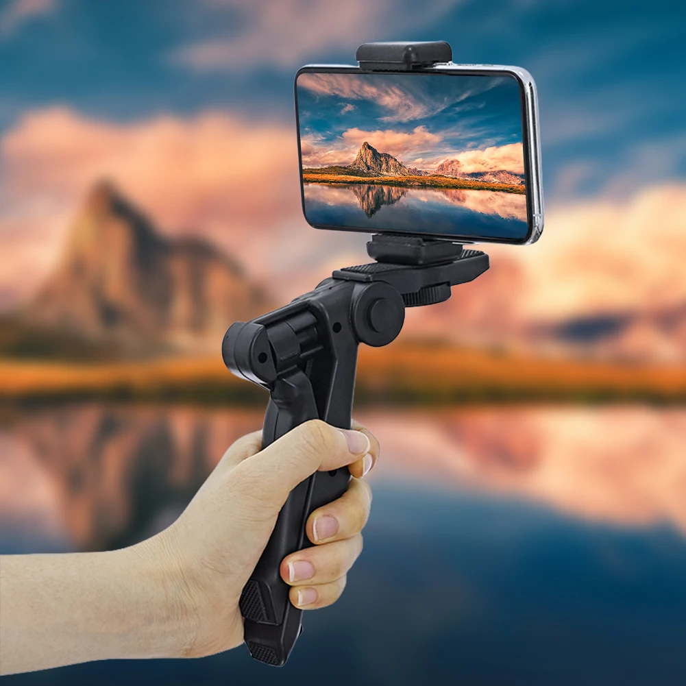 Portable Tripod with Clip Tabletop Tripod Flexible Action Camera Holder Tripod 360 Degree Rotation for Smart Phone Action Camera