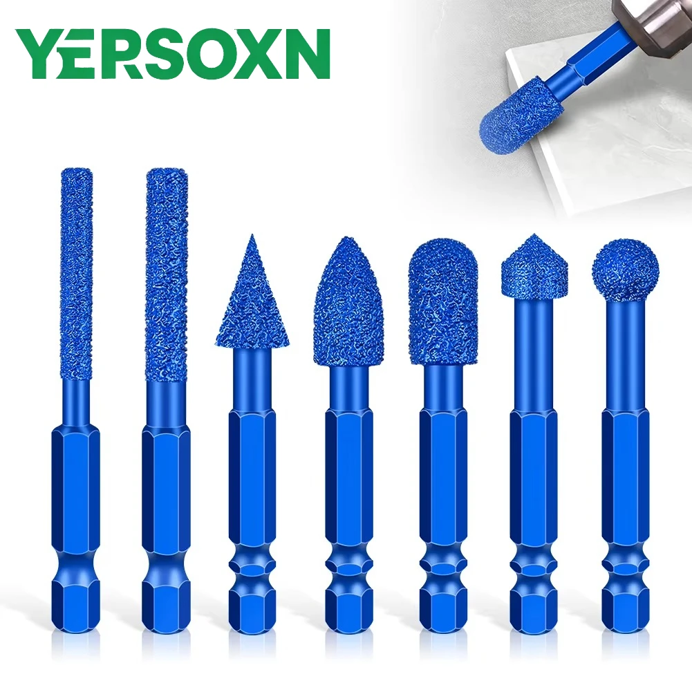 1PC Hexagonal Shank Diamond Grinding Head Brazing File For Cast Iron Stainless Steel Ceramics Stone Grinding Polishing Engraving